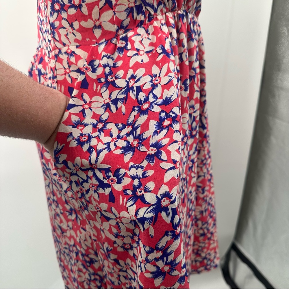 Yumi Kim Silk Dress- tulip hem with pockets, pink, blue and white floral print - Picture 14 of 16